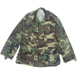 Vintage US Army Jacket Mens Medium Regular Woodland Camo‎ BDU Combat Coat 80s